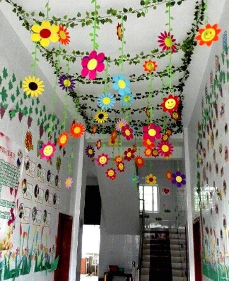 Tropical roof hangings for school decoration School Decoration Ideas for Spring Season