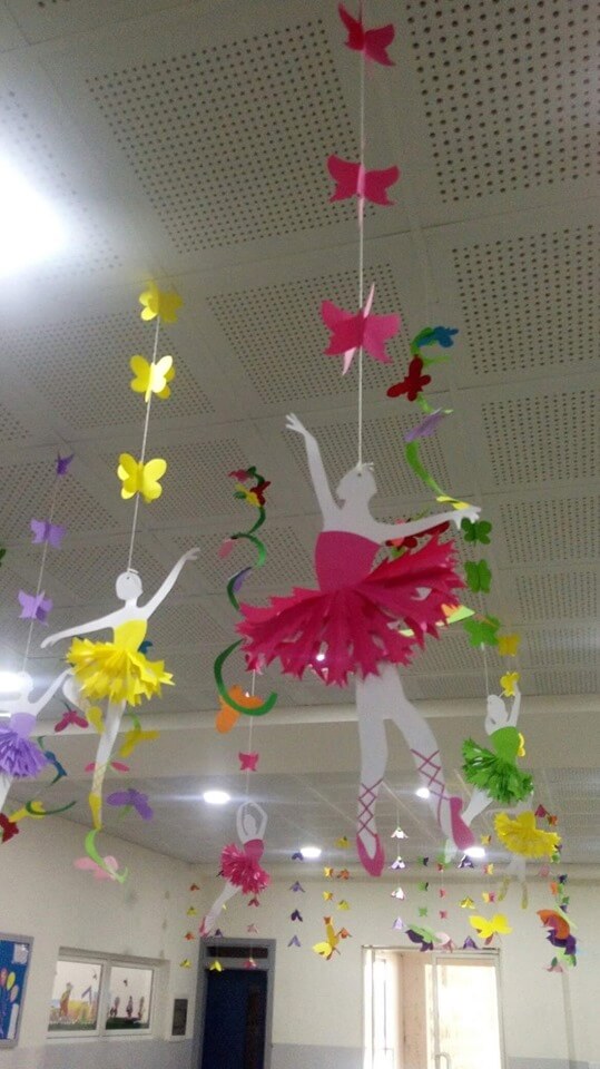 Ballerina-butterfly hangings for school decor School Decoration Ideas for Spring Season