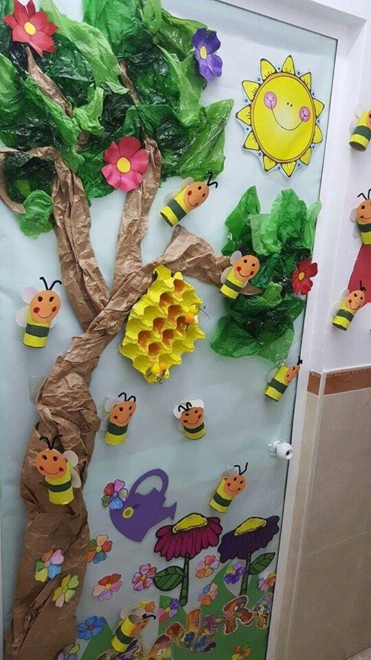 Bright and sunny Door decoration idea School Decoration Ideas for Spring Season
