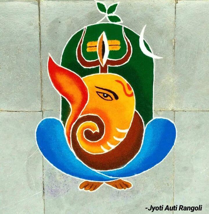 Beautiful Lord Ganesha Rangoli design Lord Ganesha rangoli designs
