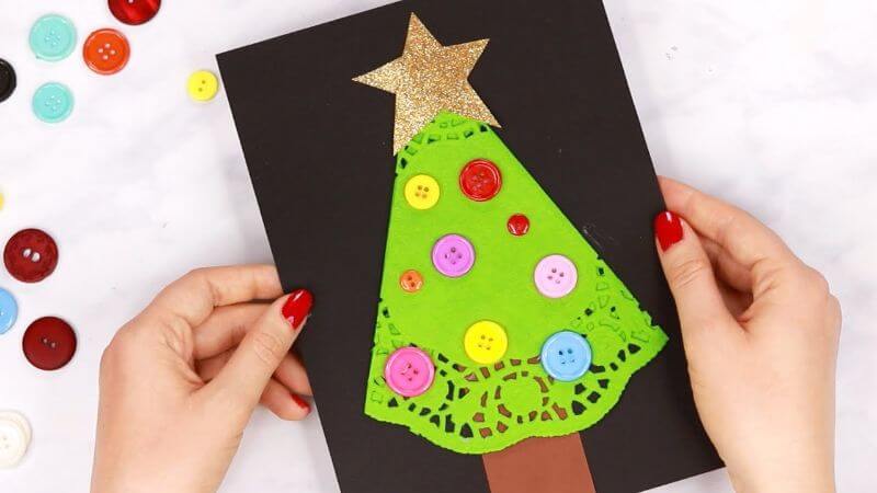 Doily Christmas Tree Craft for Kids