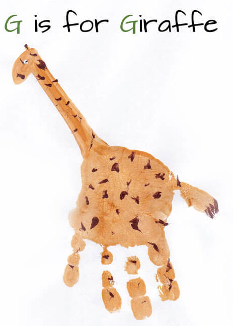 G for Giraffe Handprint Crafts for Toddlers