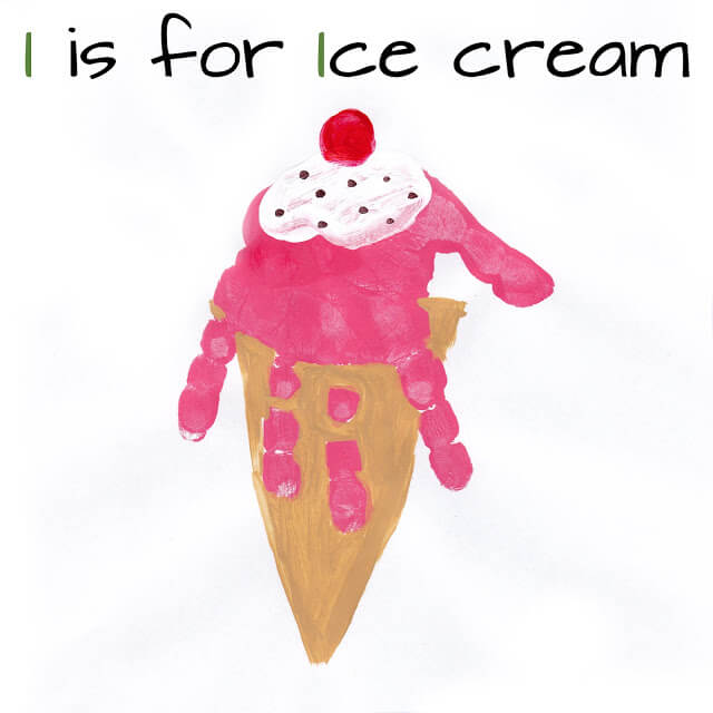 I for Ice Cream Handprint Crafts for Toddlers