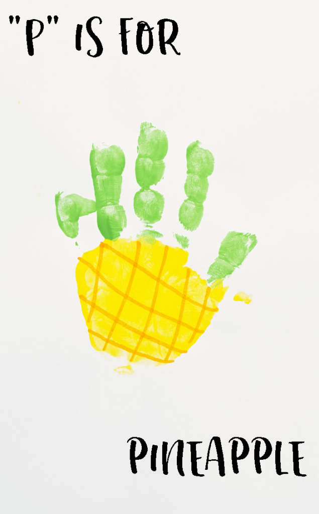 Letter "P" Pineapple Handprint Crafts for kids
