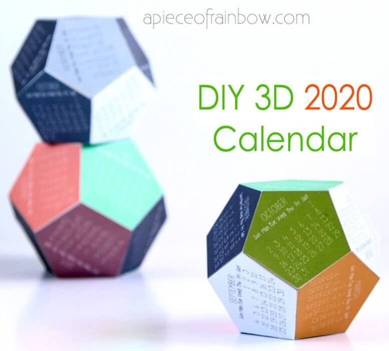 3D Printable Calendar 2020