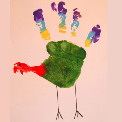Colorful Handprint Turkey Craft for toddlers