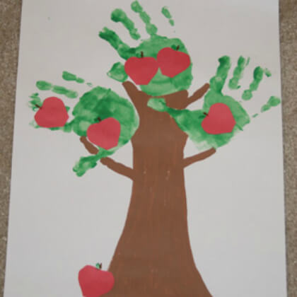 Cute Handprint Crafts Apple tree for toddlers