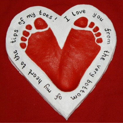 Pretty Salt Dough Heart Footprint Keepsake - Heart Crafts for Kids - Preschool Valentine's Day Crafts