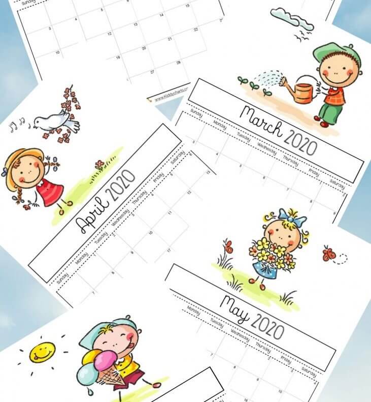 Sketches Based Calendar 2020 - Free Printable