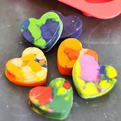 Heart-Shaped Crayons - Heart Crafts for Kids - Preschool Valentine's Day Crafts
