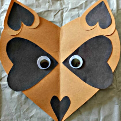 Paper heart Raccoon Craft for kids