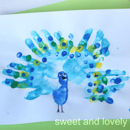 Sweet And Lovely Peacock Handprint Crafts
