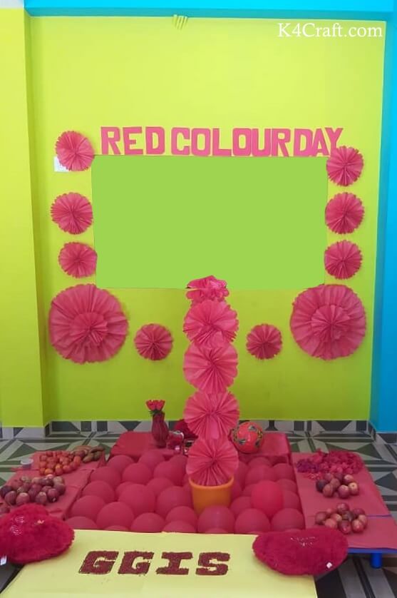 Red Colour Day Flower Craft