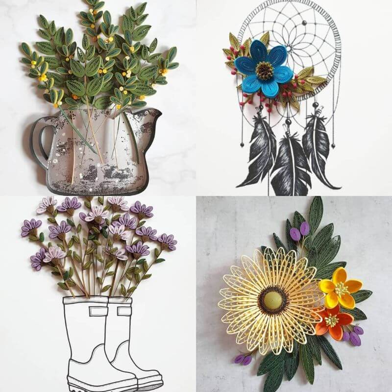 Flower jars quiling designs