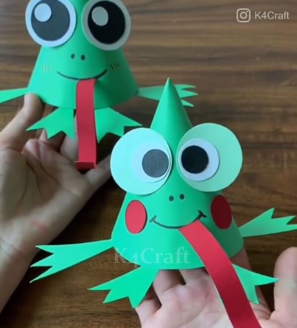  National Frog Month Craft Projects for Kids, toddlers, preschoolers - Simple Cone Frog Craft Ideas