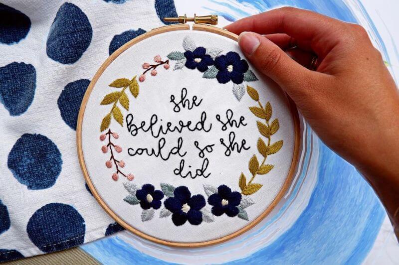 Motivational Embroidery Work for her