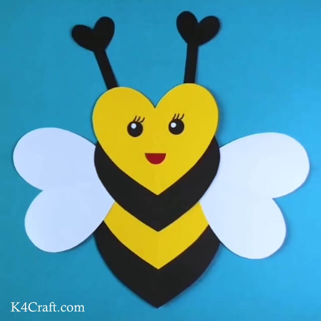 Heart Shaped Bee Craft for Kids - Step by Step Tutorial