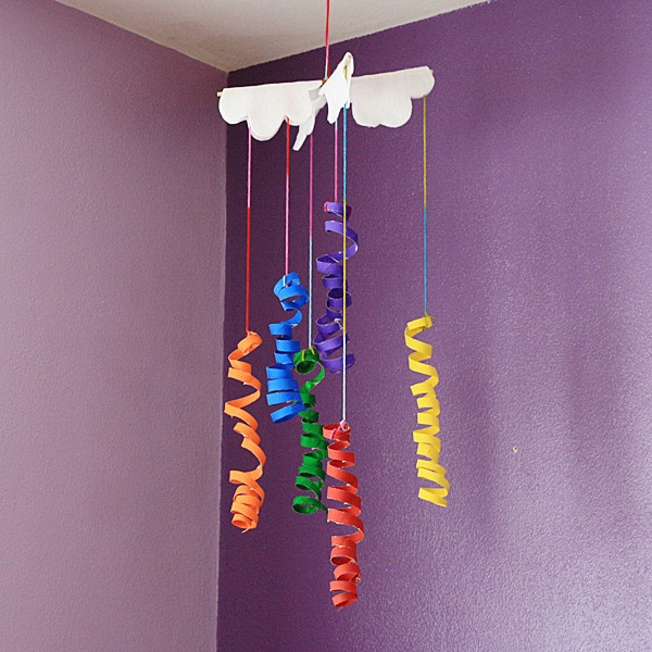 DIY Coiled Cardboard Tube Rainbow Wind Chain