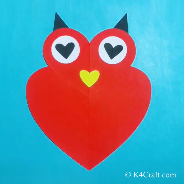 Paper Heart Shaped Owl Craft for Kids – Step by Step