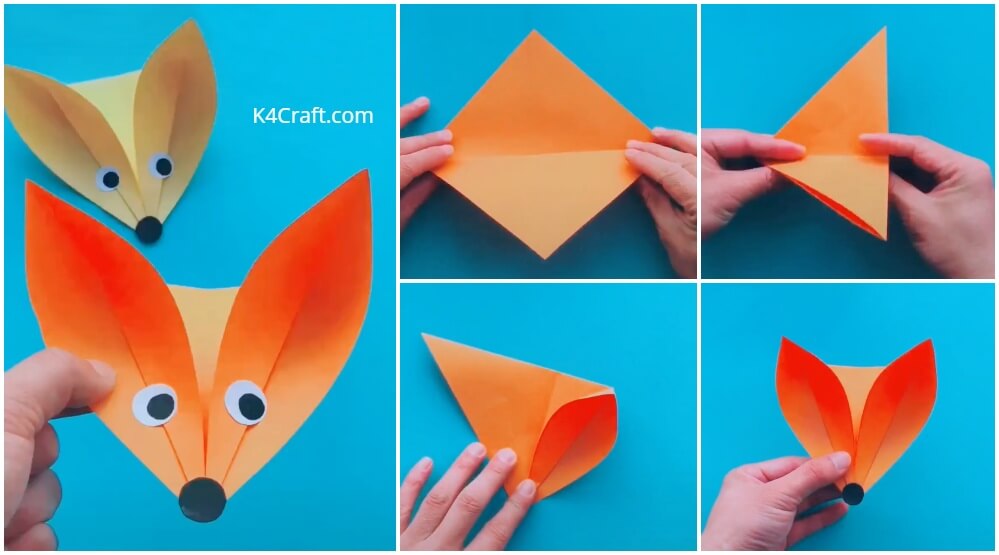 Paper Fox Craft  for Kids  Step  by Step  Tutorial  K4 Craft 