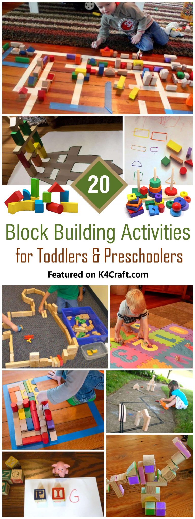 Wooden Block Building Activities for Toddlers & Preschoolers K4 Craft