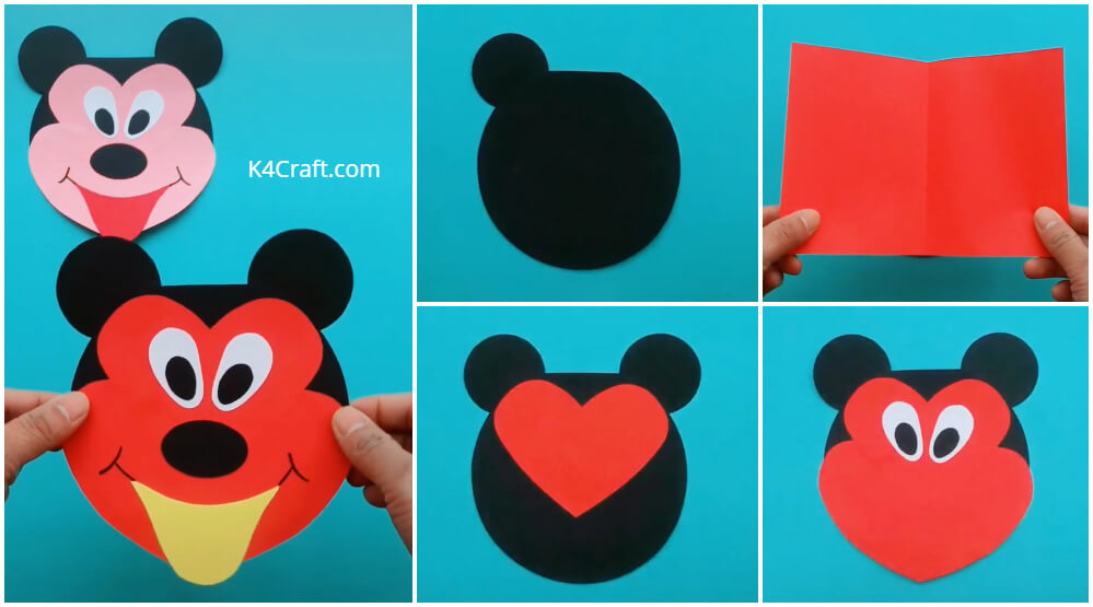 Mickey Mouse Paper Craft for Kids – Step by Step Tutorial • K4 Craft