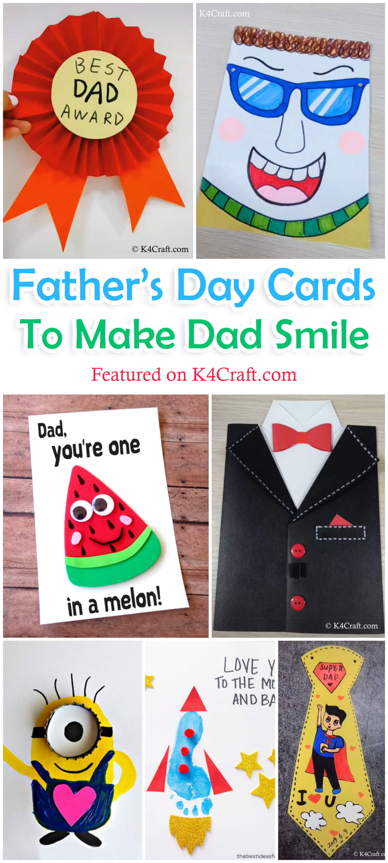 Diy fathers day cards to make dad smile pin K4 Craft
