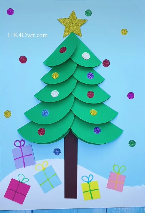How to Make Christmas Tree Card for Kids