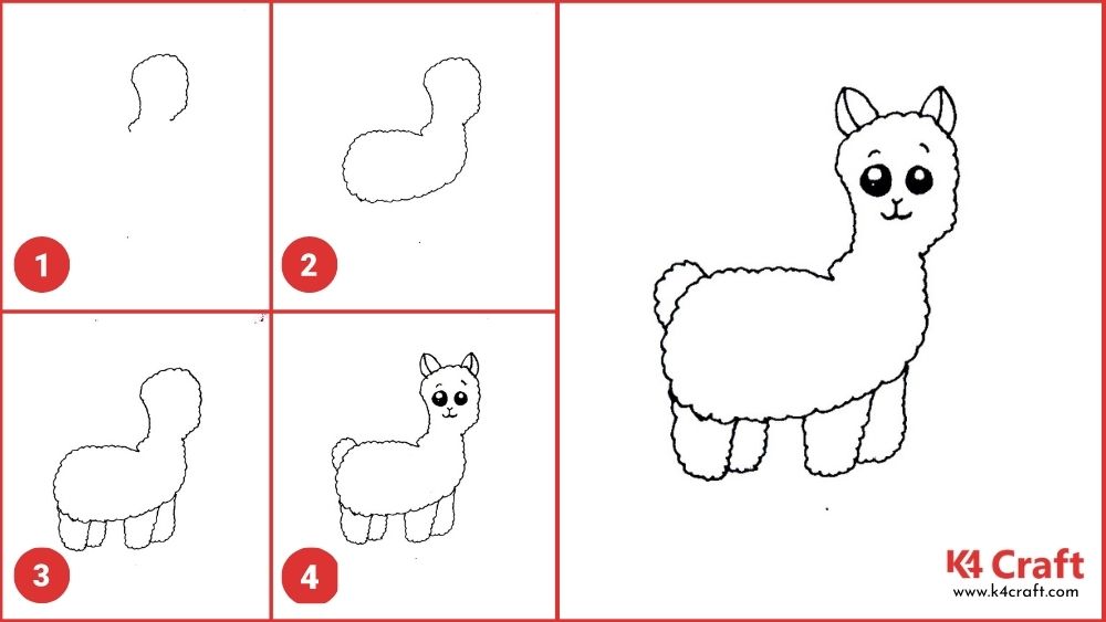 How to Draw a Llama for Kids - Easy Step by Step Tutorial • K4 Craft