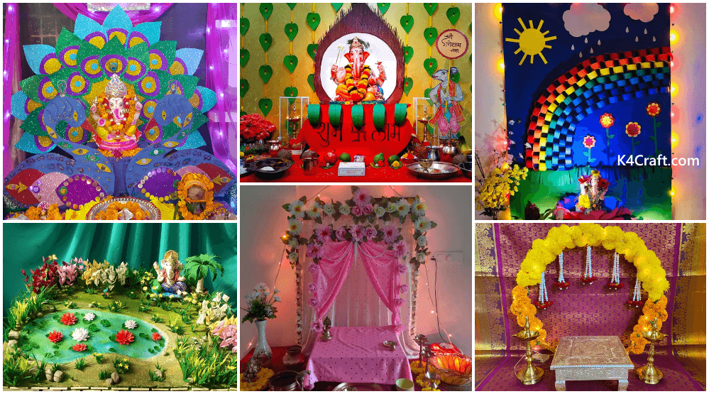 SpecialYou Ganesh Chaturthi Backdrop Decoration Items for Home | Net  Backdrop Curtains for Pooja mandir Decoration Items | Green Vines, Marigold  Garland with Fairy Lights -13 Items : Amazon.in: Home & Kitchen