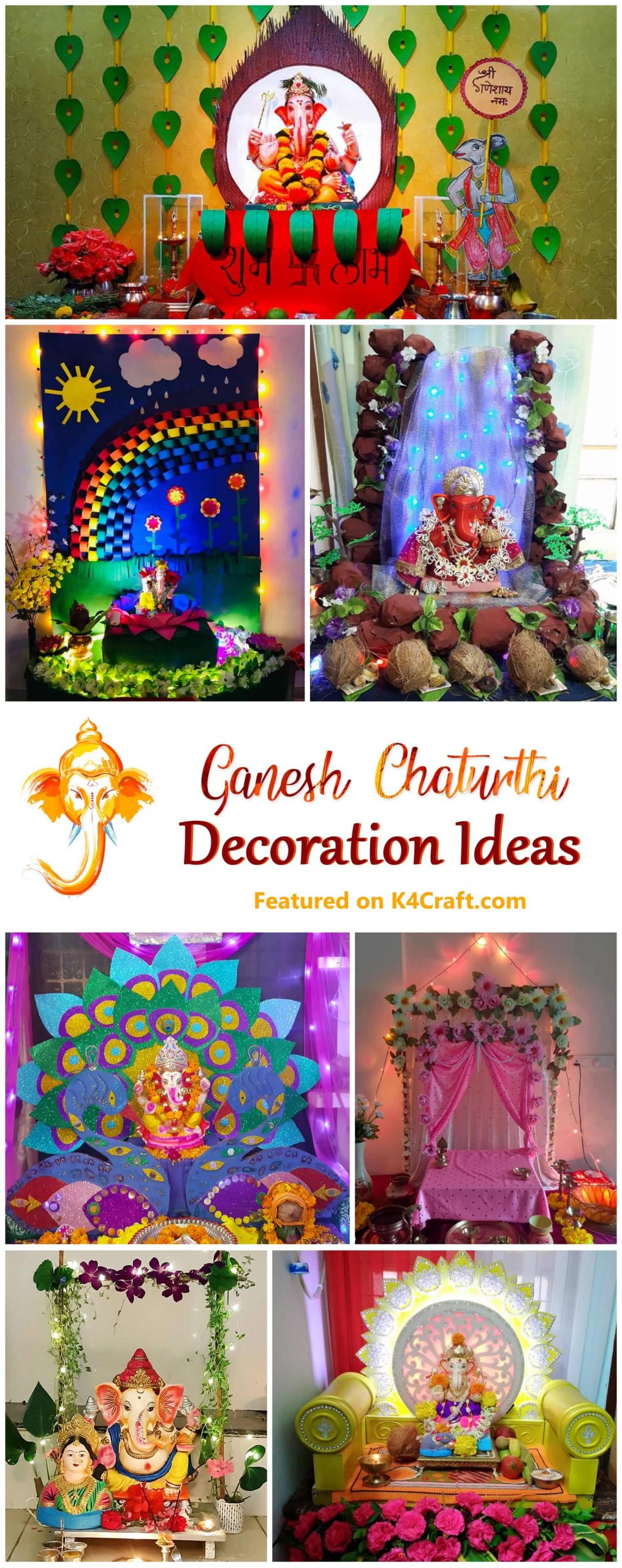 Ganpati Decoration at Home / Eco friendly Ganesh Decoration / Decoration  Ideas for Ganesh Chaturthi - YouTube